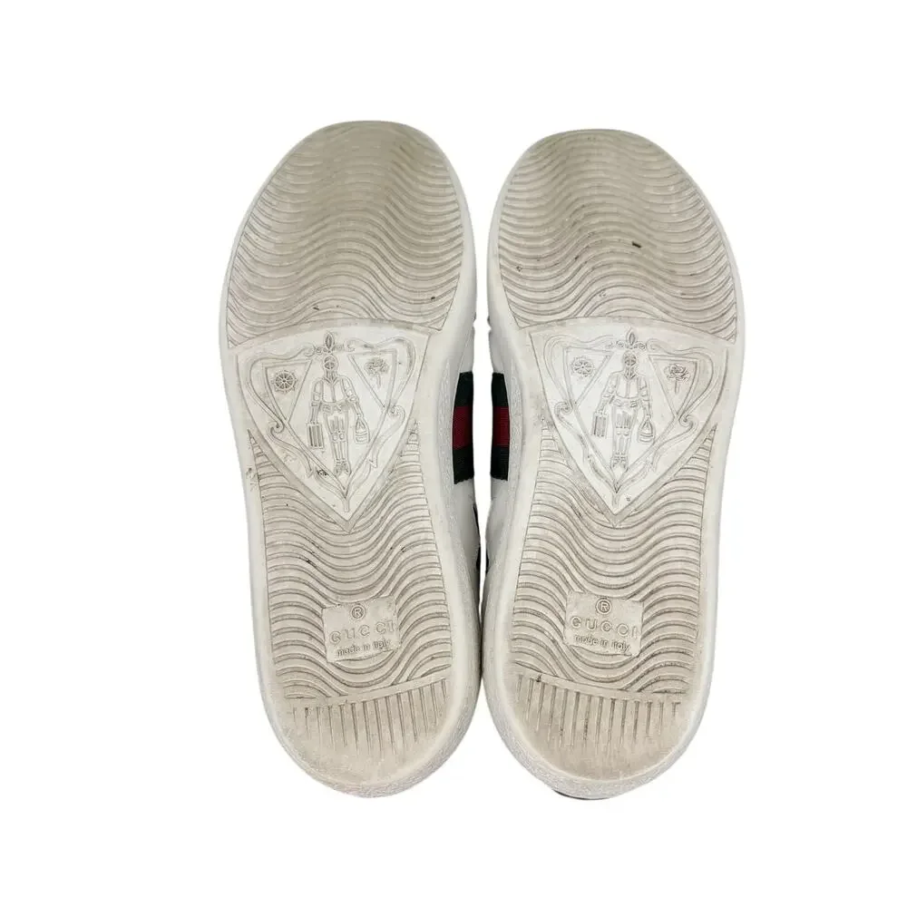 Gucci Ace Star Web Stripe Leather Sneakers 37.5 Metallic Python - Picture 10 of 11